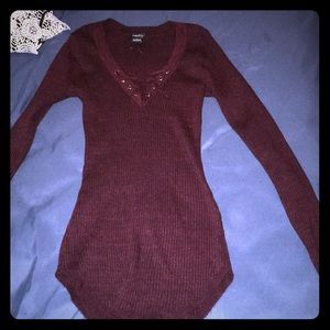 Burgundy long sleeved top